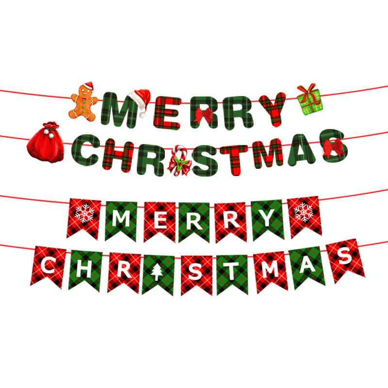 Christmas decoration supplies cartoon flags Christmas scene layout paper hanging flags (minimum batch of 10 pieces)