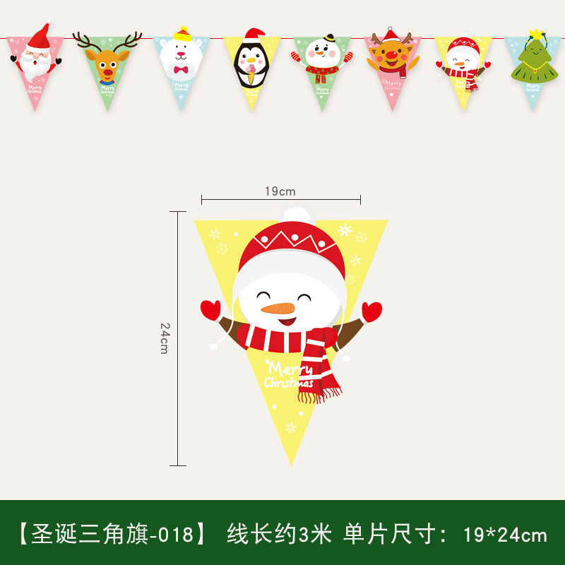 Christmas decoration supplies cartoon flags Christmas scene layout paper hanging flags (minimum batch of 10 pieces)