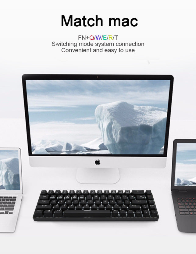 Technology 68 鍵 RGB 無線藍牙機械鍵盤,青軸,三模連接,適配手機、平板、電腦,遊戲辦公皆可用