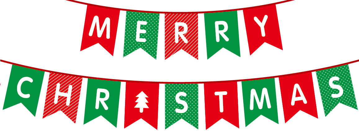 Christmas decoration hanging flag graduation party scene layout pull flag cartoon pull flower letter hanging flag bunting