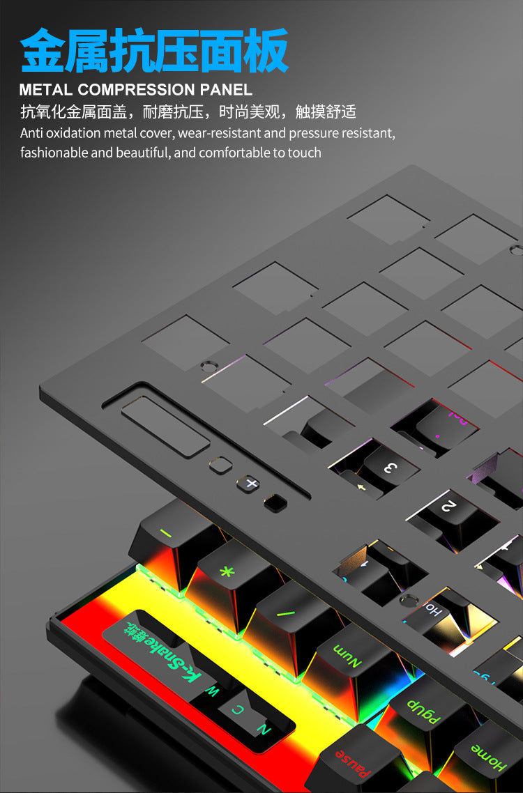 K-Snake KM600 機械鍵鼠套件,青軸,帶電競炫光,適用於遊戲、電腦、筆記本及辦公場景