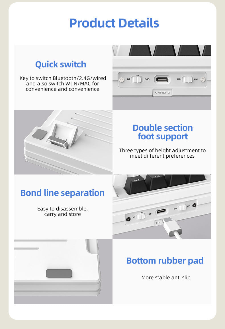Technology M87 是一款三模無線藍牙機械鍵盤,也支持有線連接,具備 RGB 效果,採用 gasket 結構且支持熱插拔,可客製化,適用於遊戲場景
