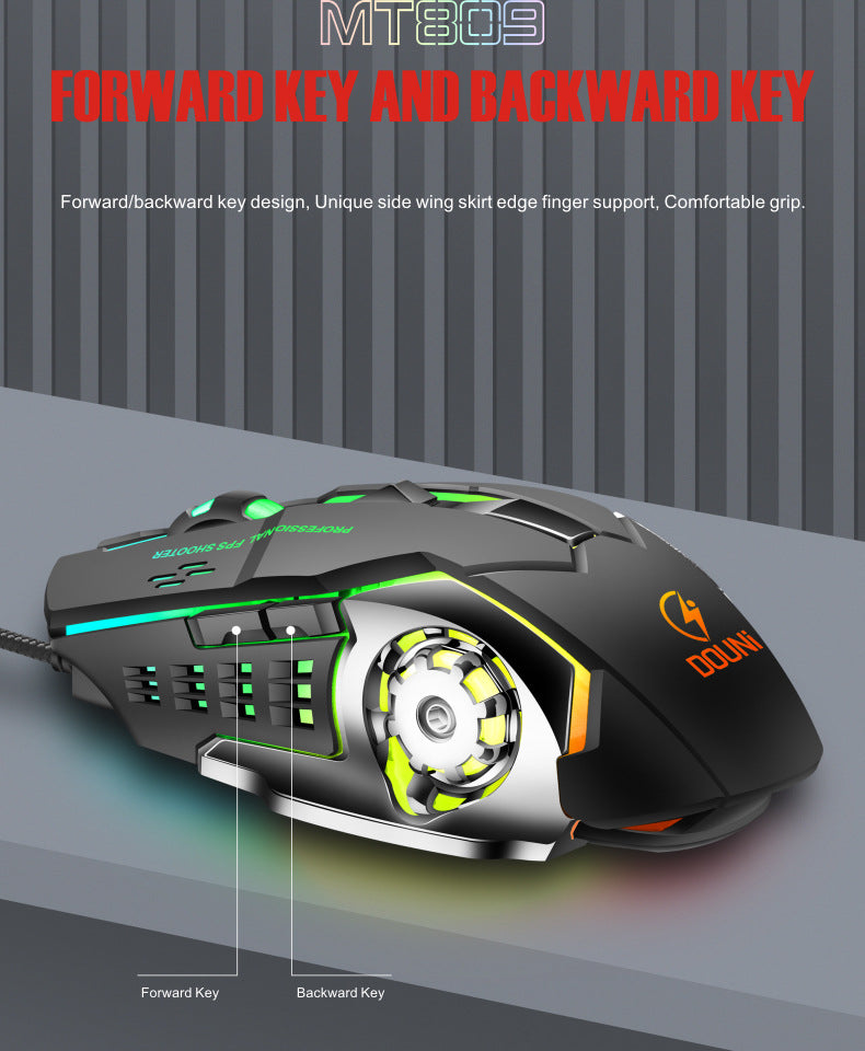 douni MT809真機械鍵鼠套裝,電競辦公雙用,可拆手託,炫彩外觀