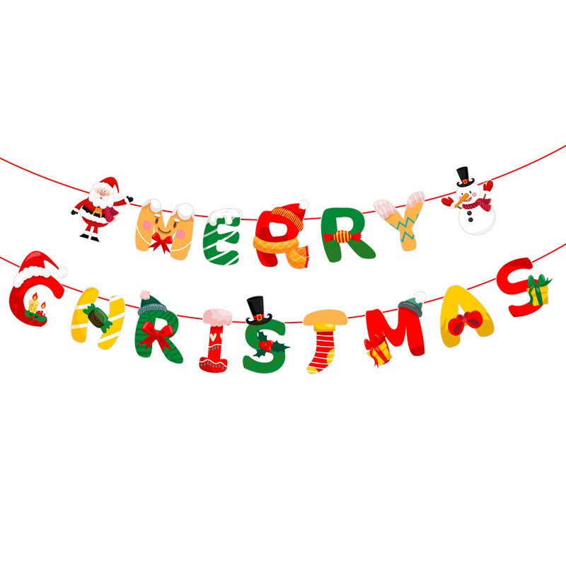 Christmas decoration supplies cartoon flags Christmas scene layout paper hanging flags (minimum batch of 10 pieces)