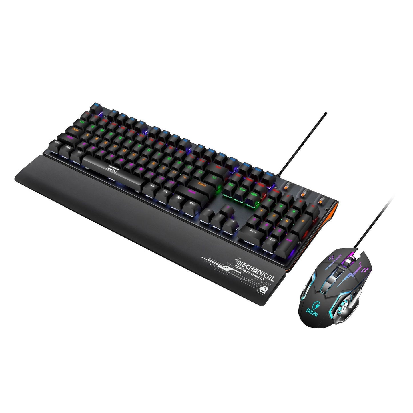 douni MT809真機械鍵鼠套裝,電競辦公雙用,可拆手託,炫彩外觀