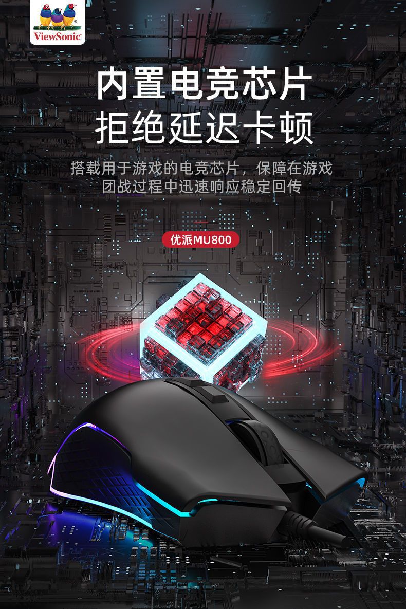 ViewSonic MU800 電競有線鼠標,USB 接口,適用於臺式機、筆記本