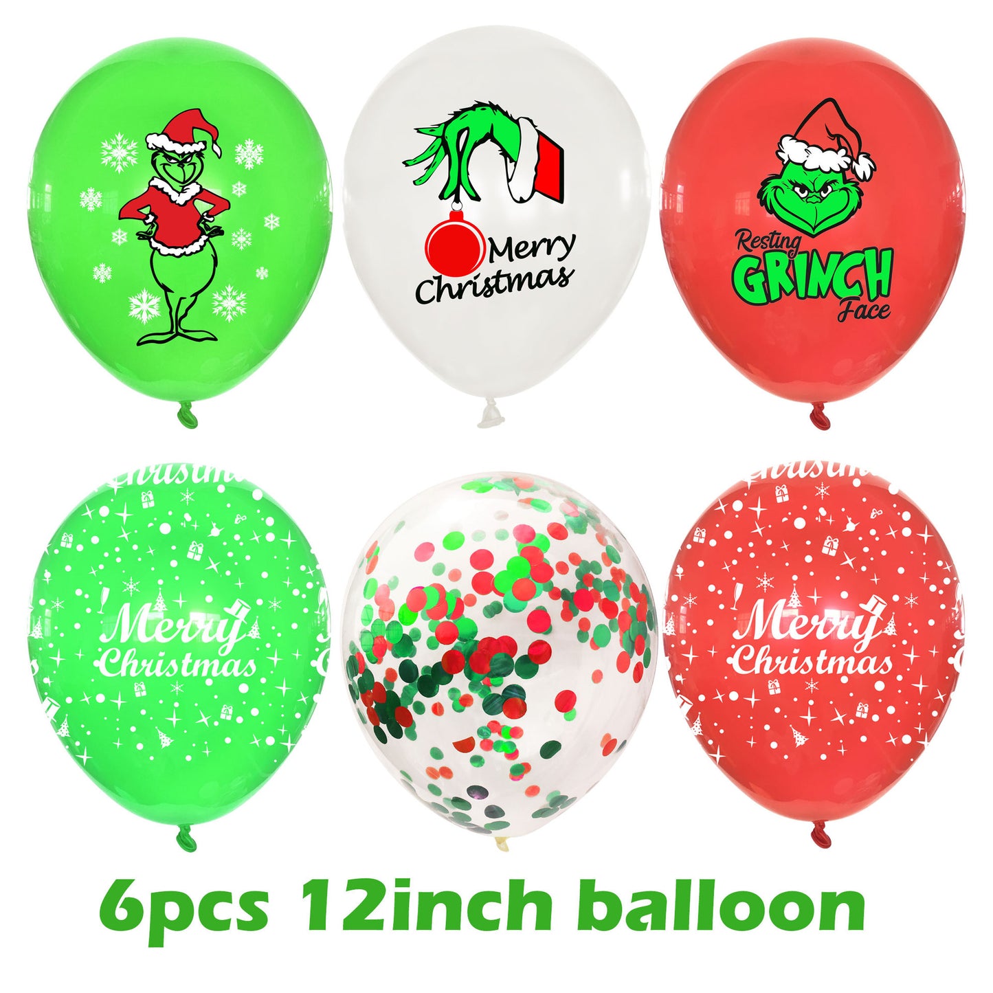Grinch theme decoration Christmas party flag banner balloon birthday cake insert set (minimum batch of 2 sets)