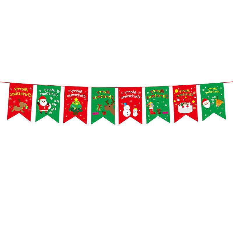 Christmas flag decoration supplies colorful flags pennants hanging flags Christmas party shopping mall scene decoration wholesale (minimum batch of 10 pieces)