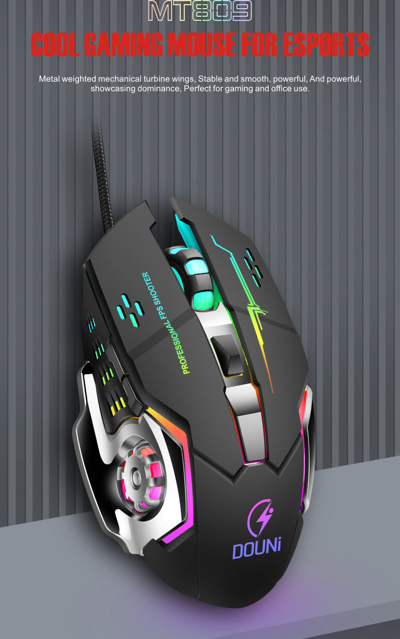 douni MT809真機械鍵鼠套裝,電競辦公雙用,可拆手託,炫彩外觀