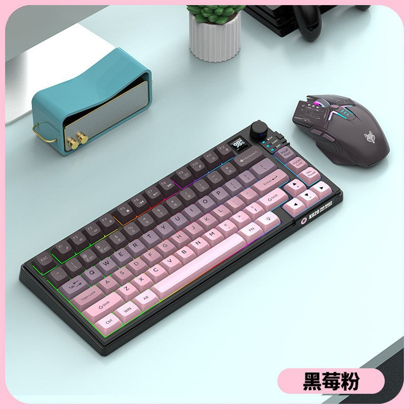 XUNFOX K920 無線藍牙雙模鍵鼠套裝,有機械手感,帶顯示屏與旋鈕,採用三拼色設計