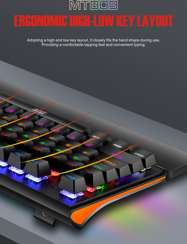 douni MT809真機械鍵鼠套裝,電競辦公雙用,可拆手託,炫彩外觀