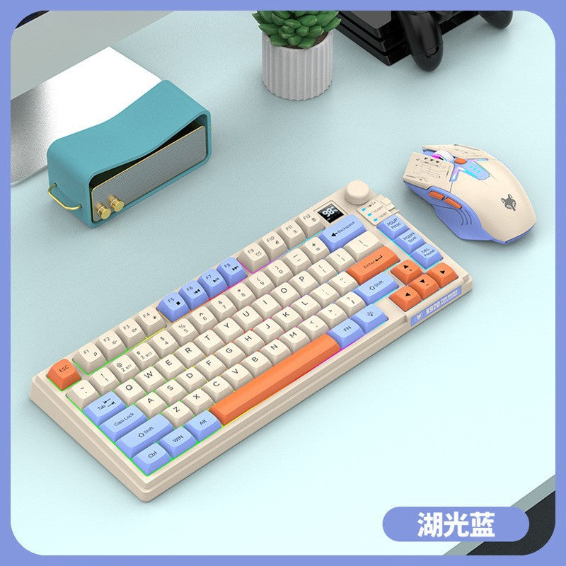 XUNFOX K920 無線藍牙雙模鍵鼠套裝,有機械手感,帶顯示屏與旋鈕,採用三拼色設計