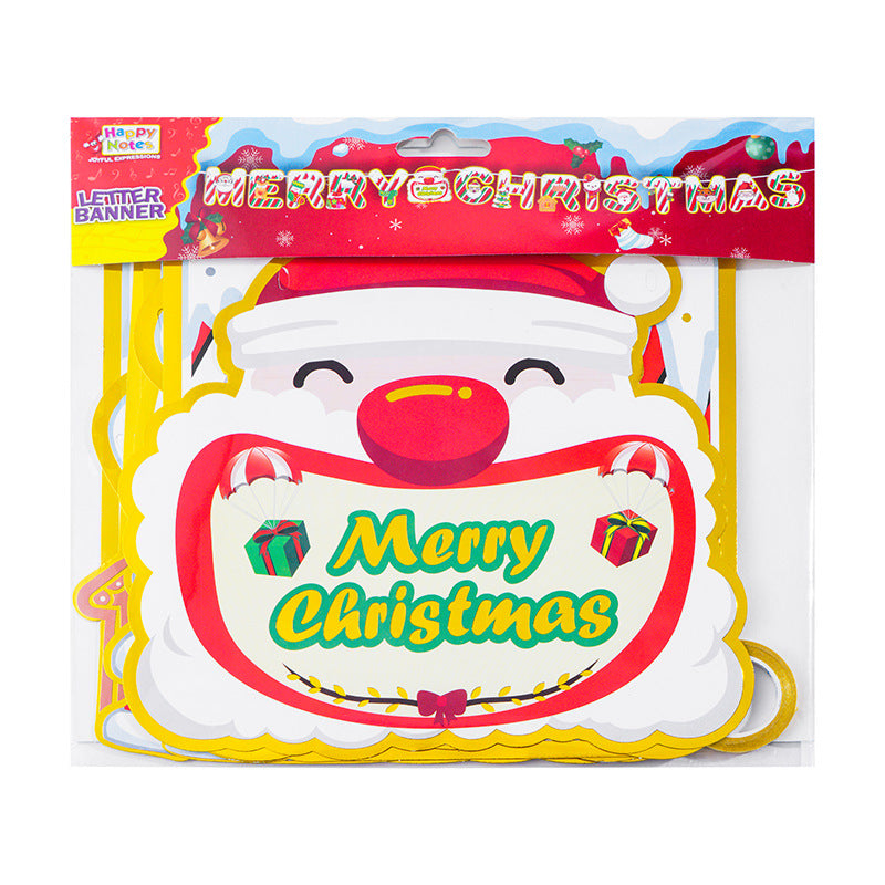 Christmas letter pull flag printing hot stamping Merry Christmas banner scene decoration supplies (minimum batch of 10 packs)