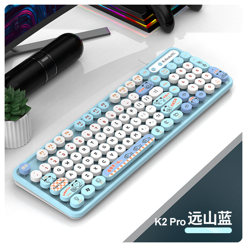 K-Snake K2 有線 USB 鍵鼠套裝,復古朋克風,適合女生,適用於臺式機、筆記本辦公