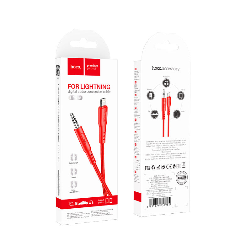 HOCO UPA18 digital audio conversion cable is suitable for Apple mobile phone Lightning braided adapter cable