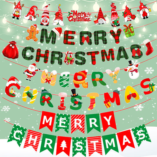 Christmas decoration supplies cartoon flags Christmas scene layout paper hanging flags (minimum batch of 10 pieces)