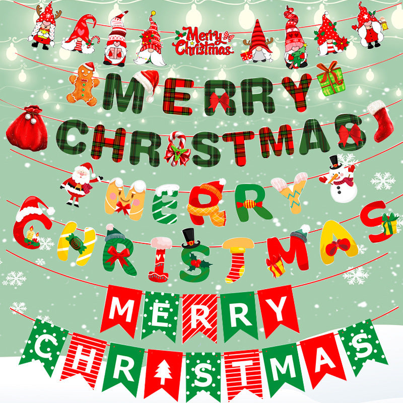 Christmas decoration supplies cartoon flags Christmas scene layout paper hanging flags (minimum batch of 10 pieces)