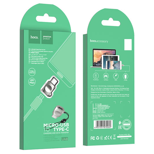 HOCO hoco UA8 zinc alloy adapter Micro mobile phone to Type-C adapter OTG with hanging chain