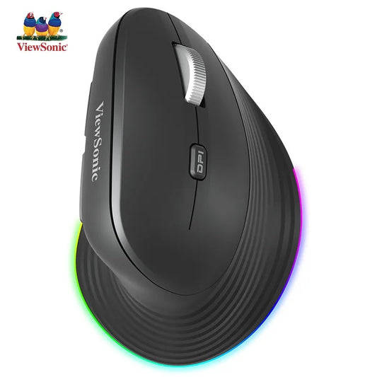 ViewSonic MW610垂直人體工學滑鼠,防汗防滑,發光設計,辦公室遊戲皆宜
