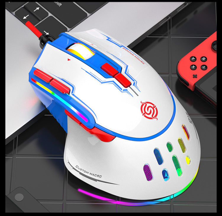 K-Snake Q15有線機械滑鼠,支援巨集編程,RGB炫彩發光,適用於電腦、筆記本,電競遊戲(如cf)