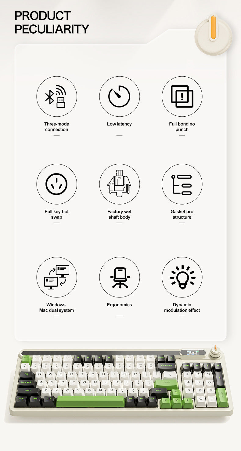 smailwolf MK98 三模 RGB 無線鍵盤,帶屏幕,藍牙客製化,遊戲機械鍵盤,具備拾音燈