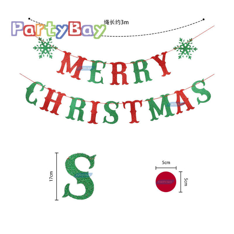 Christmas Paper Flag Party Decoration Birthday Flag Pennant Swallowtail Flag Banner Flower