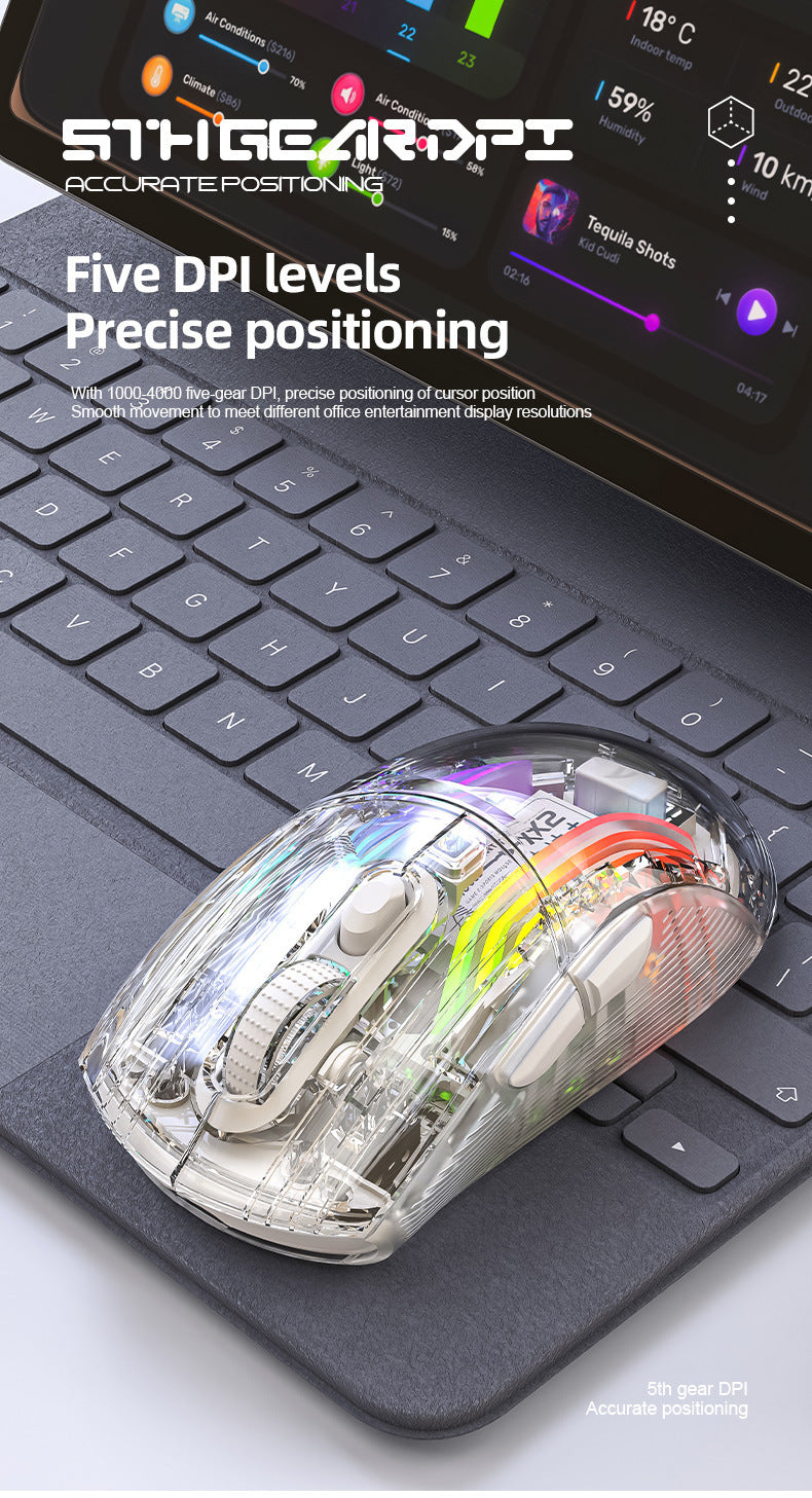 Attack Shark X2PRORGB 是一款發光的無線藍牙三模透明遊戲鼠標,還帶有屏幕