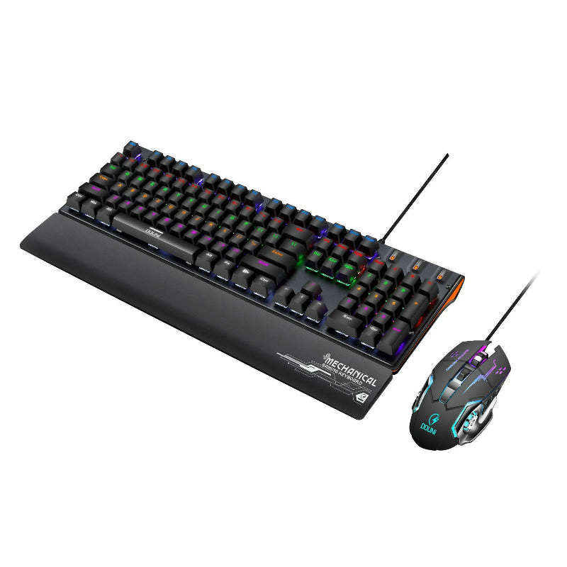 douni MT809真機械鍵鼠套裝,電競辦公雙用,可拆手託,炫彩外觀