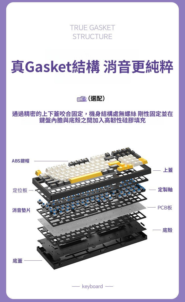 K98 RGB 發光有線機械鍵盤,客製化設計,適用於遊戲電競,採用 Typec 鍵線