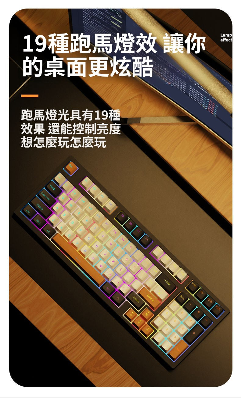 K98 RGB 發光有線機械鍵盤,客製化設計,適用於遊戲電競,採用 Typec 鍵線