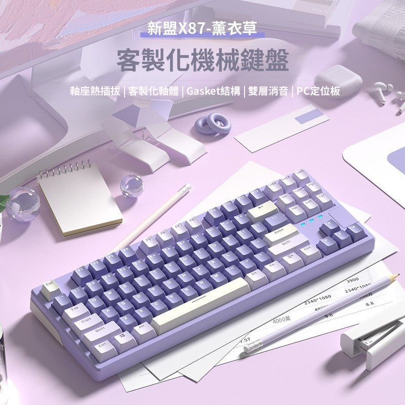 Technology X87 機械鍵盤,87 鍵,有線連接,支持 RGB 燈效,電競遊戲、辦公兩用。具備客製化、熱插拔、鍵線分離特點