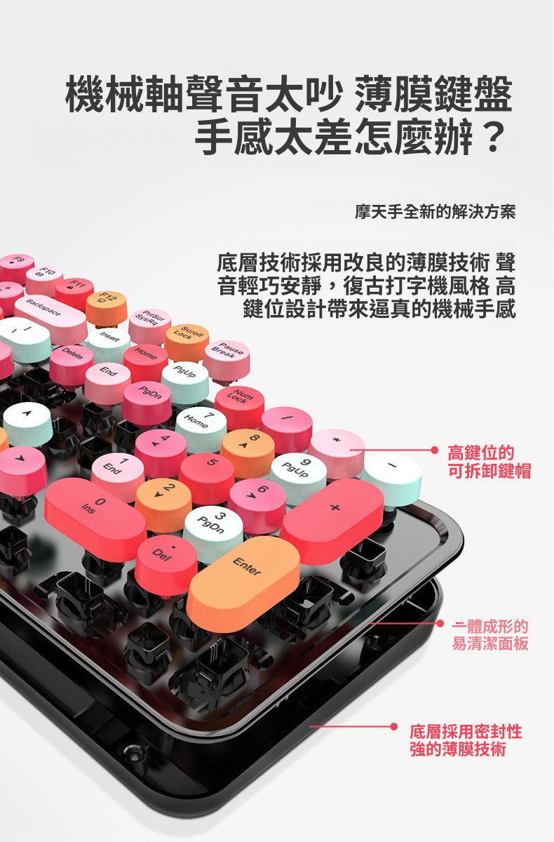 SWEET無線鍵鼠套裝,彩色外觀,帶有口紅朋克元素,可愛風格,適用於辦公