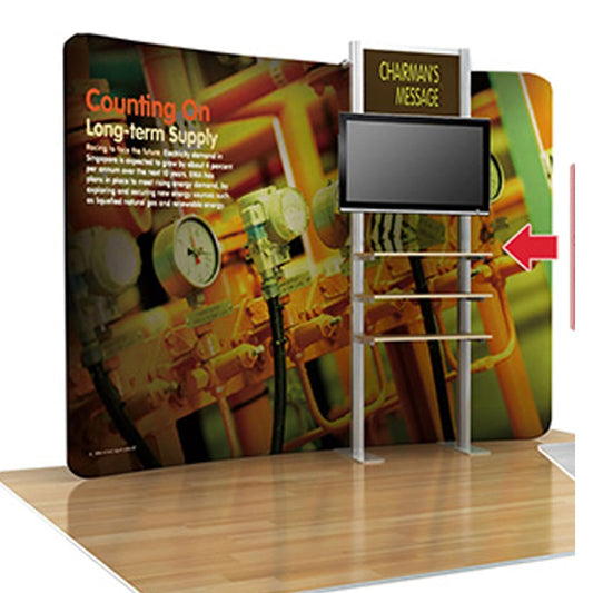 10ft Portable Fabric Trade Show Display Booth Banner Booth Exhibition Backdrop Trade Show Display with TV Stand