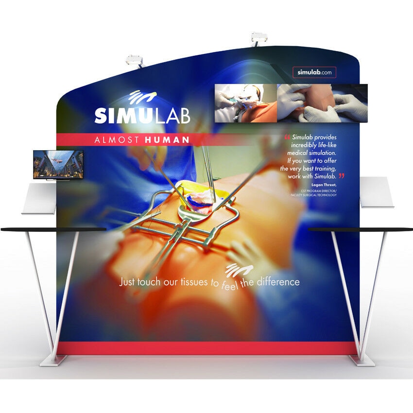 10ft 便攜式 貿易展覽展示彈出式展台展台 帶電視支架 全部包含