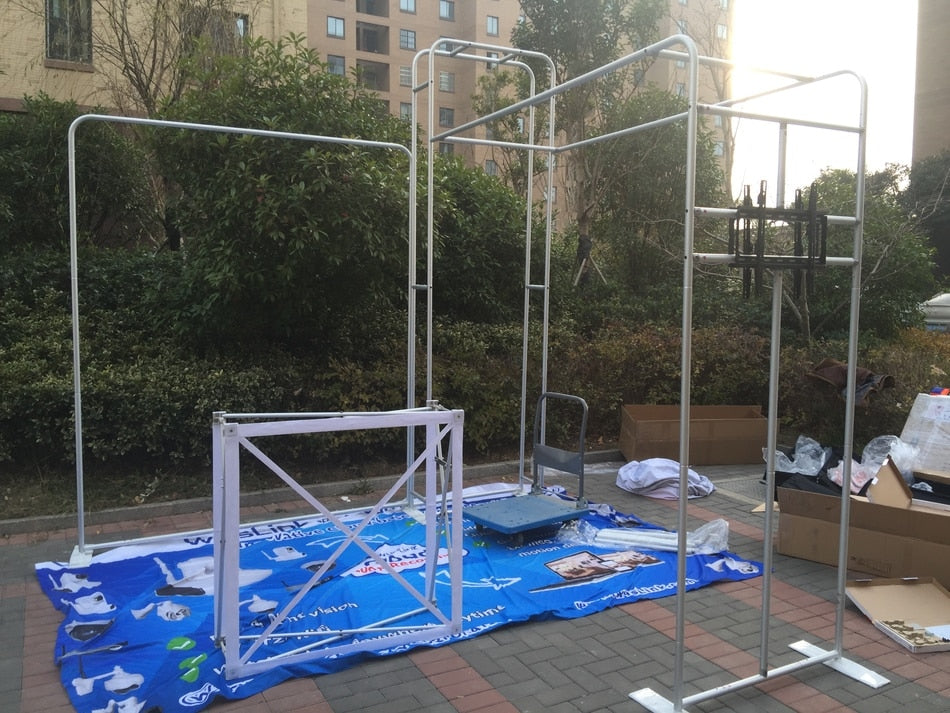 10ft 便攜式織物貿易展展示台 橫幅背景牆套件 帶櫃檯電視支架聚光燈