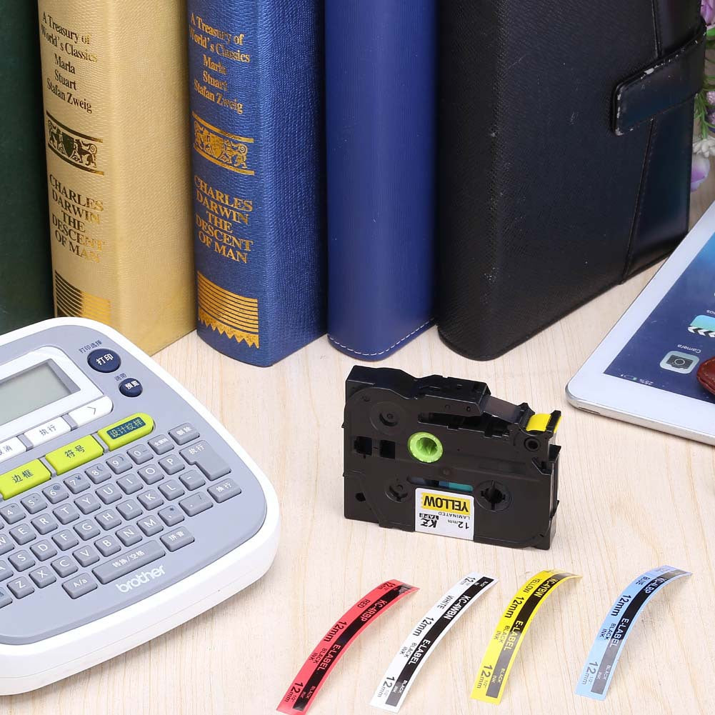 適用兄弟標籤機色帶12mm9 18 24 PT-E100B/E300/D210打印紙標籤帶