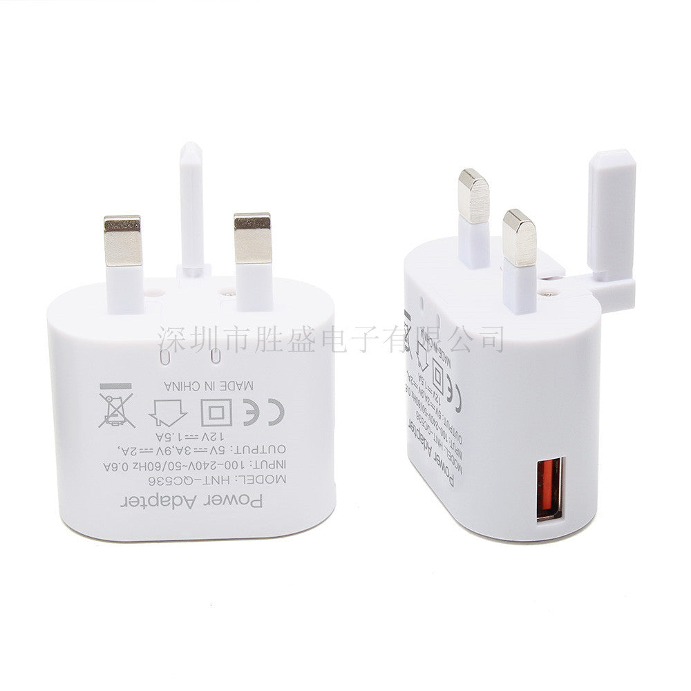 Triangle British single USB charger QC3.0 universal tripod 18W fast charging head for smartphones and tablets