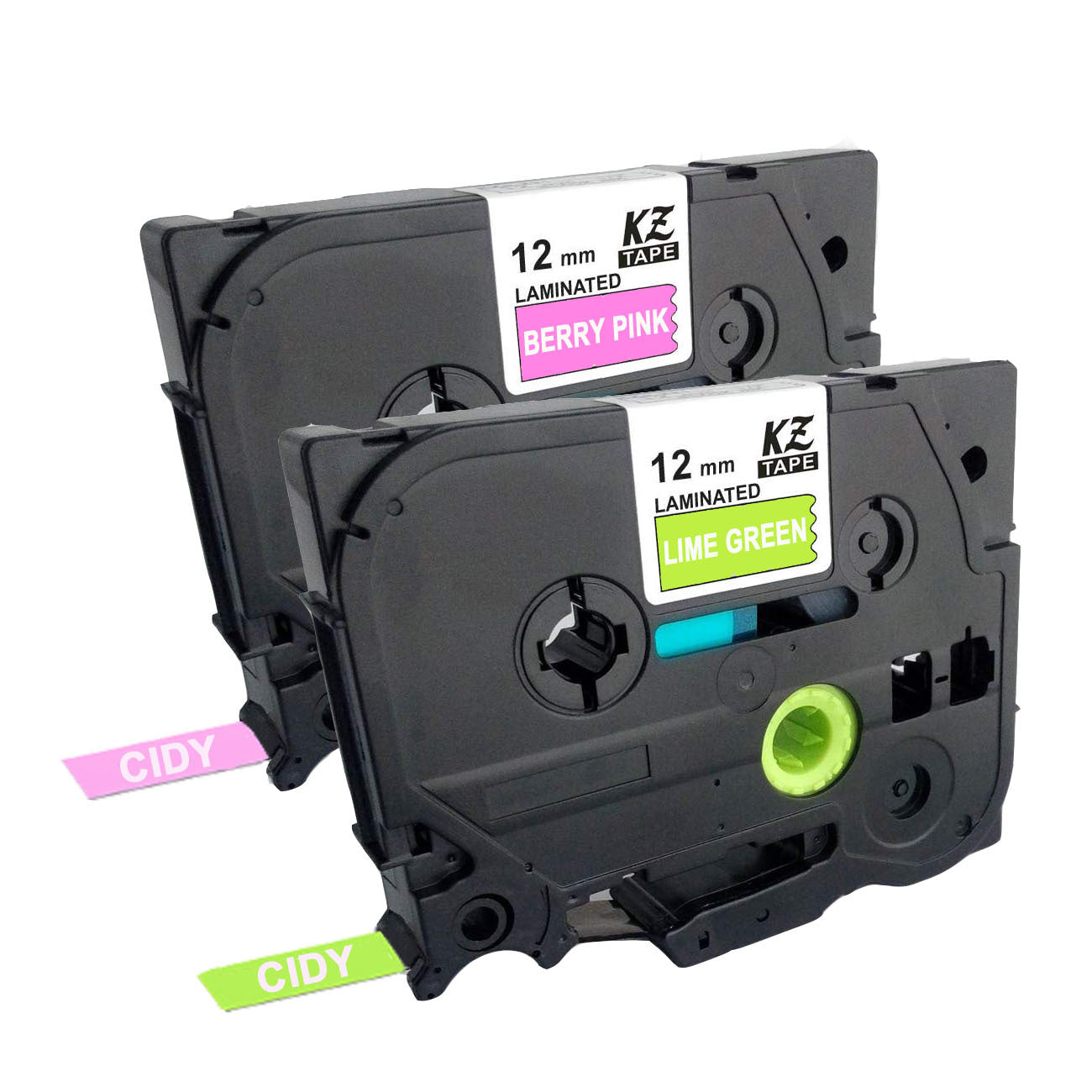 適用 Brother 標籤機色帶12MM草綠底莓紅底白字TZE-MQP35/MQG35