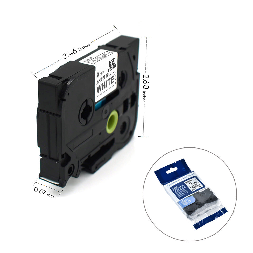 適用Brother 標籤機國產色帶9mm標準覆膜不干膠標籤紙PT-E100B