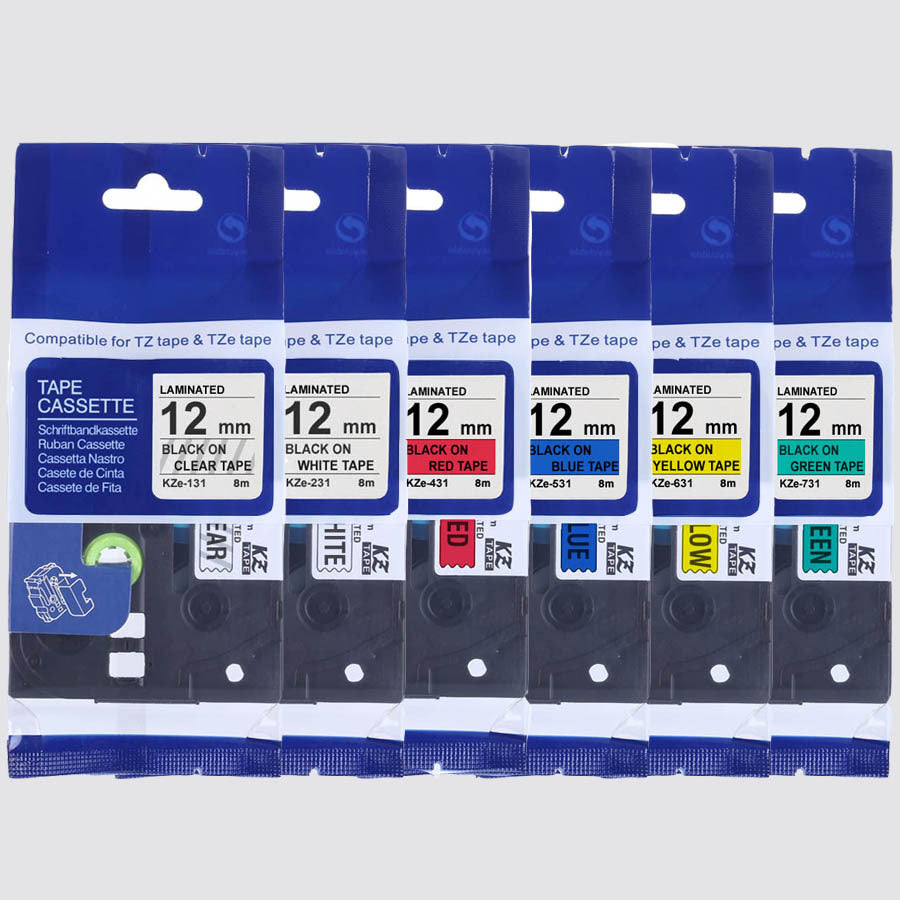 適用Brother 標籤 產色帶12mm標準覆膜不干膠標籤紙PT-E100B