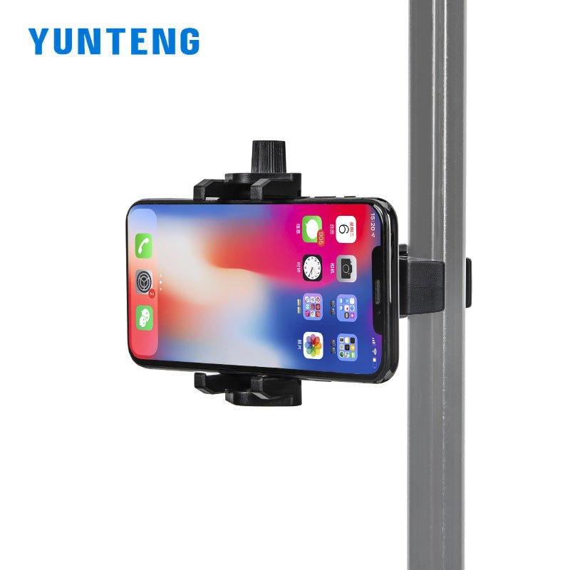 Yunteng 100 central axis mobile phone clip to increase the number of camera positions, horizontal and vertical fixed clip, tripod, extended live broadcast bracket