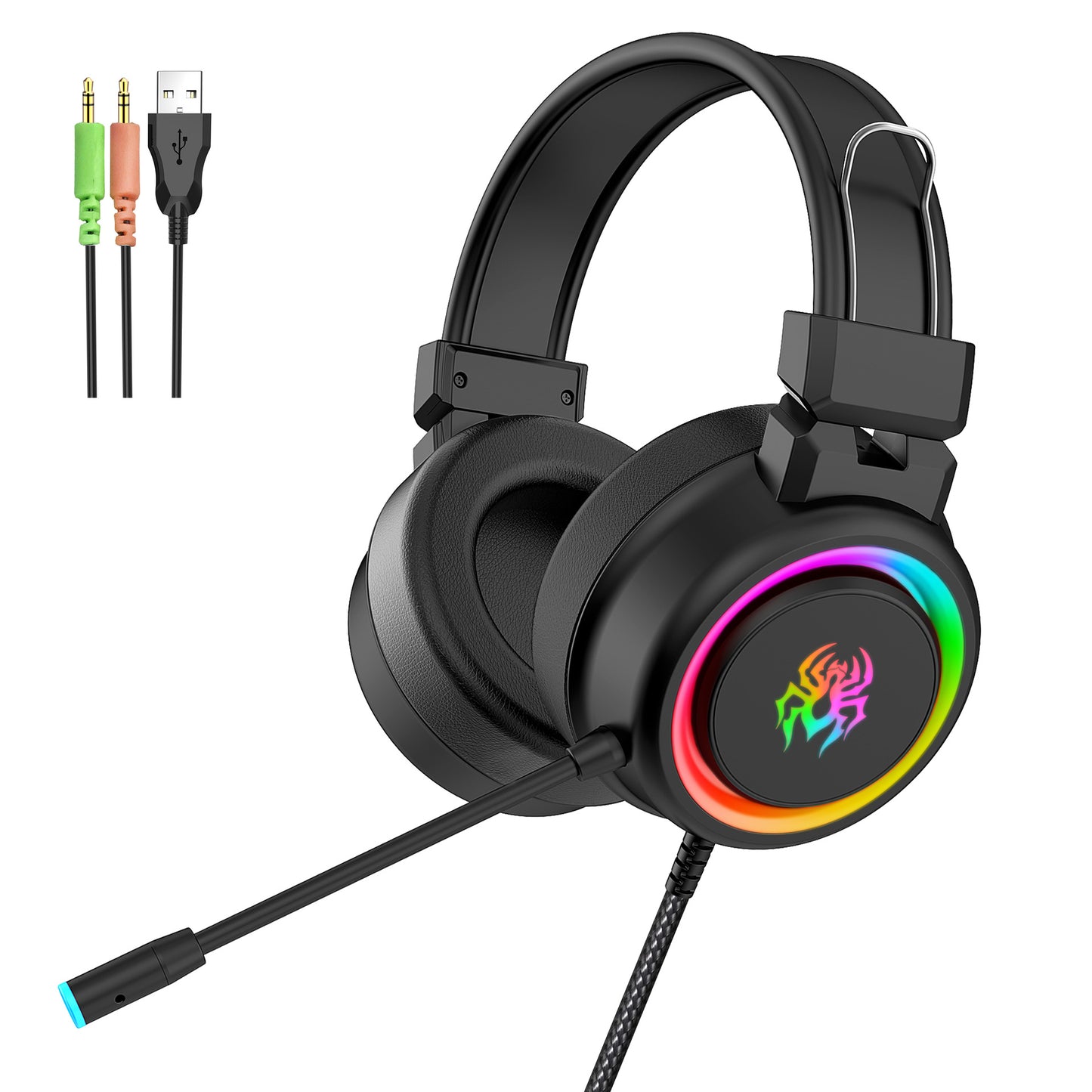 Head-mounted RGB gaming headset USB wired microphone computer Xbox Internet cafe CS luminous gaming headset