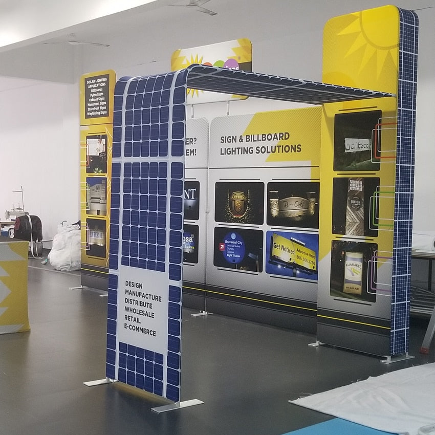 20ft Portable Trade Show Display Booth Kit with Tabletop Spotlight Custom Graphic Printed Backdrop Tension Fabric