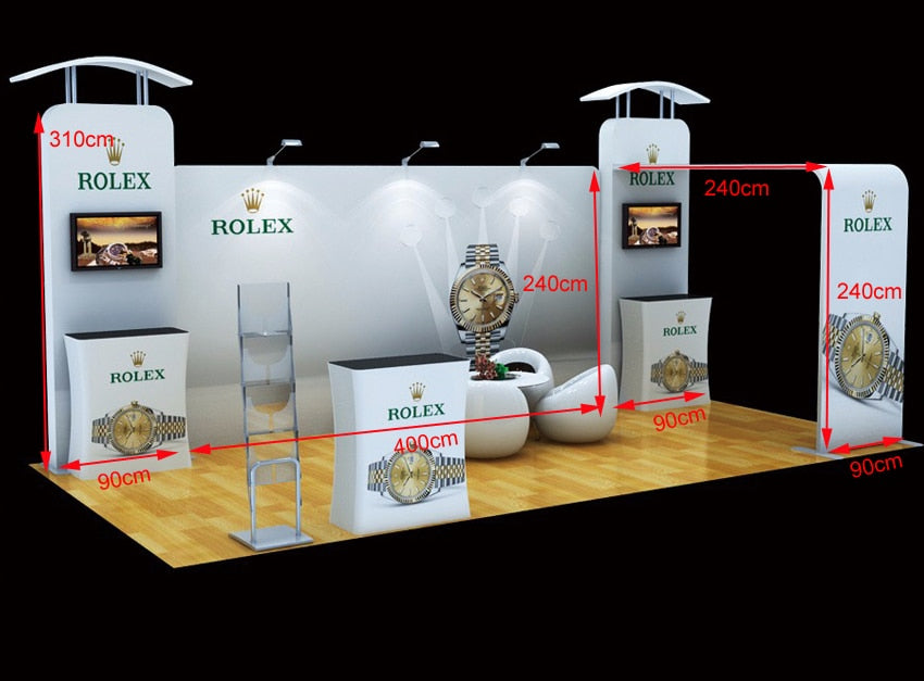 20ft Trade Show Booth Pop Up Display Exhibition Kit Podium TV Stand Light