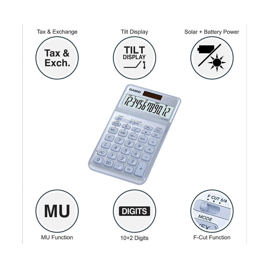 Casio JW-200SC Blue Fashion Series 12-digit Metal Office Calculator