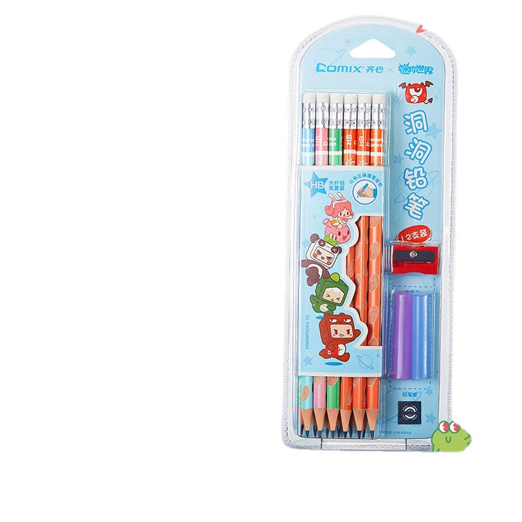 Comix positive posture school supplies hole pencil children's writing and painting triangle pole cartoon HB