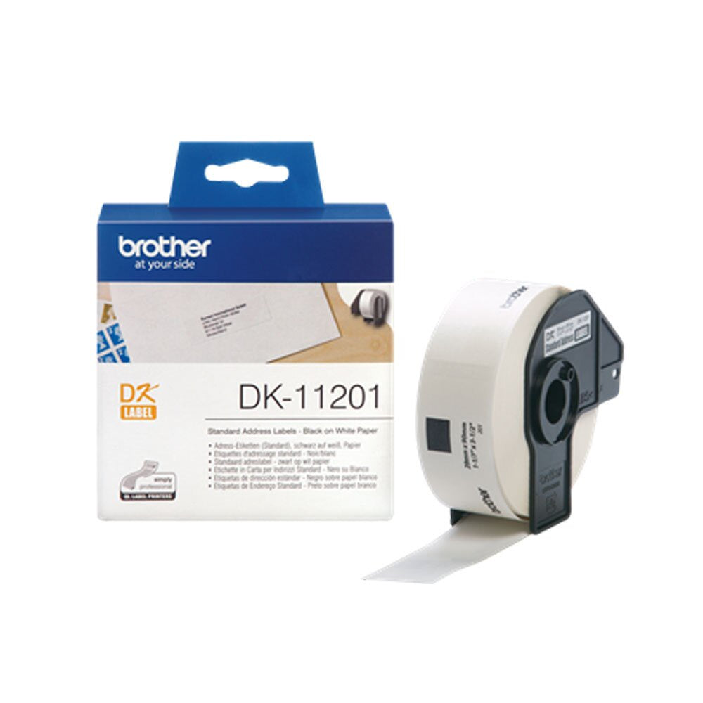Brother 定型標籤帶 DK-11201 (29X90mm 白底黑字 400張/卷)