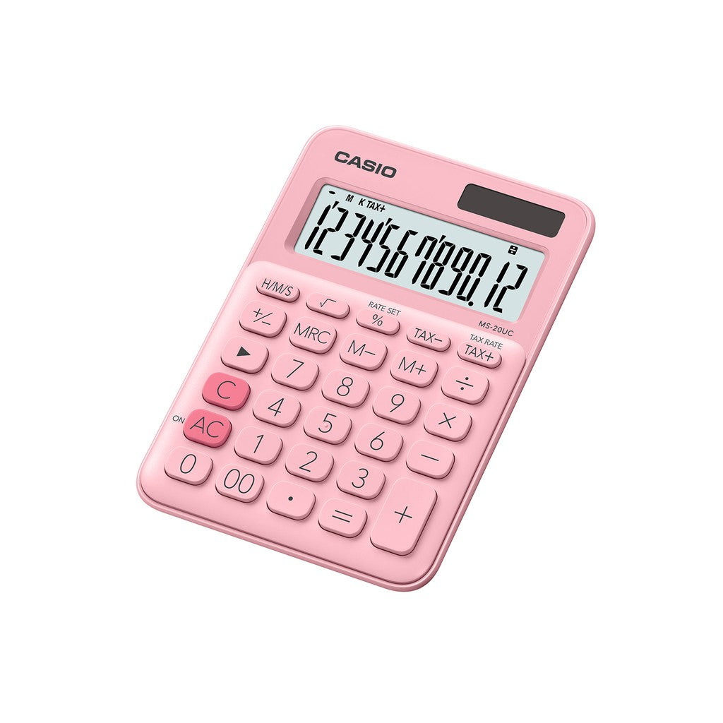 卡西歐 MS-20UC 粉色 12 位彩色系列辦公計算器