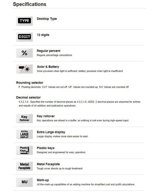 Casio Calculator DX-120B 12-digit shop calculator