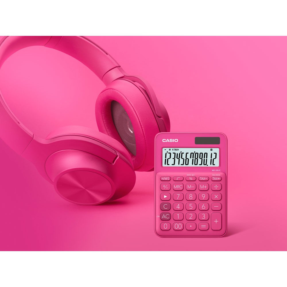 卡西歐 MS-20UC 紅色 Fanta 12 位彩色系列辦公計算器